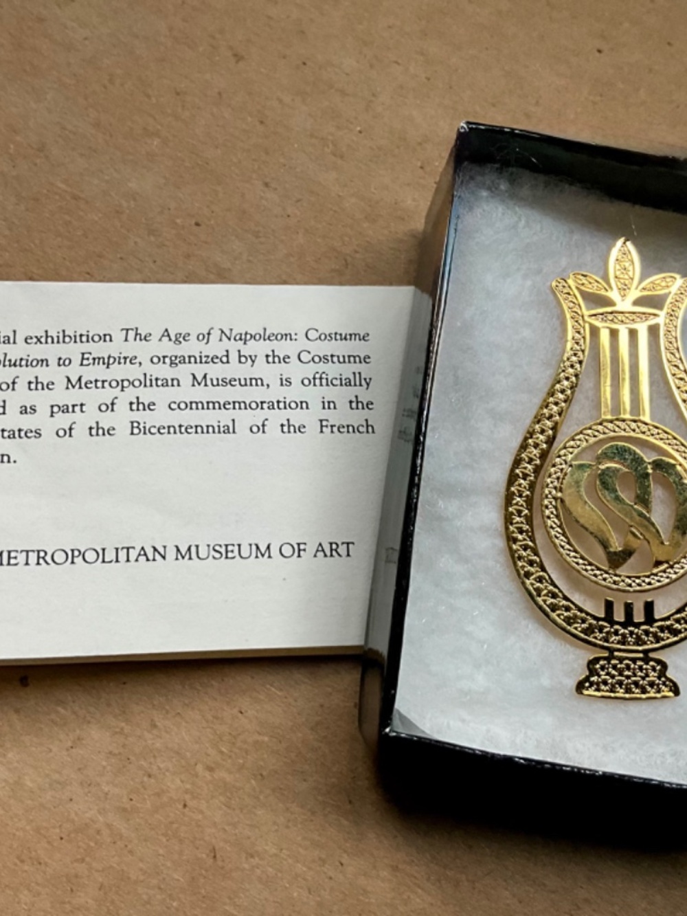Bookmark from Metropolitan Museum of Art "Age of Napoleon" exhibit "LYRE"  NEW